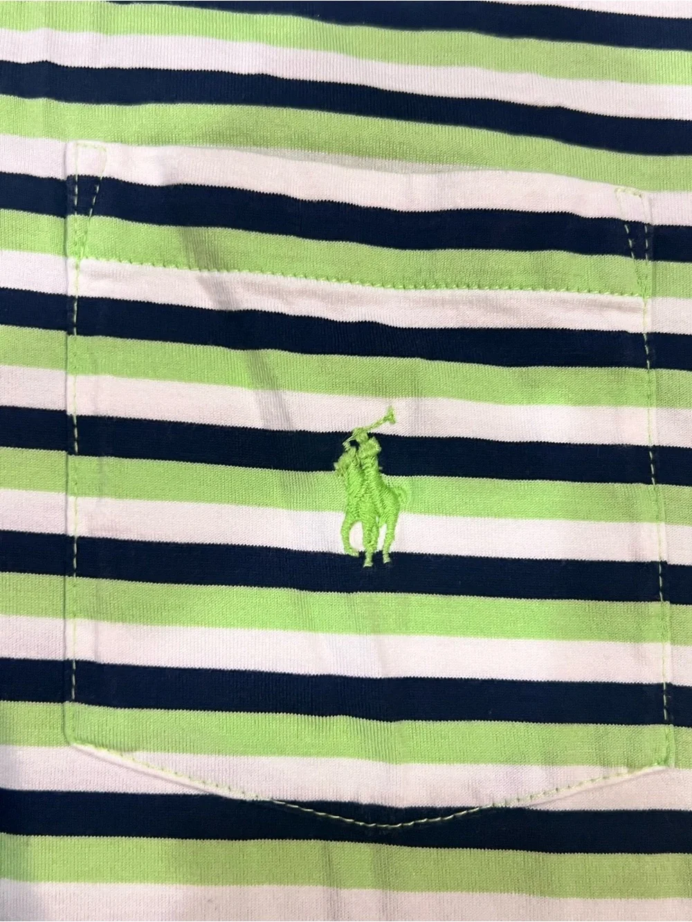 Polo by Ralph Lauren Navy, Green & White Striped Short-Sleeve Polo